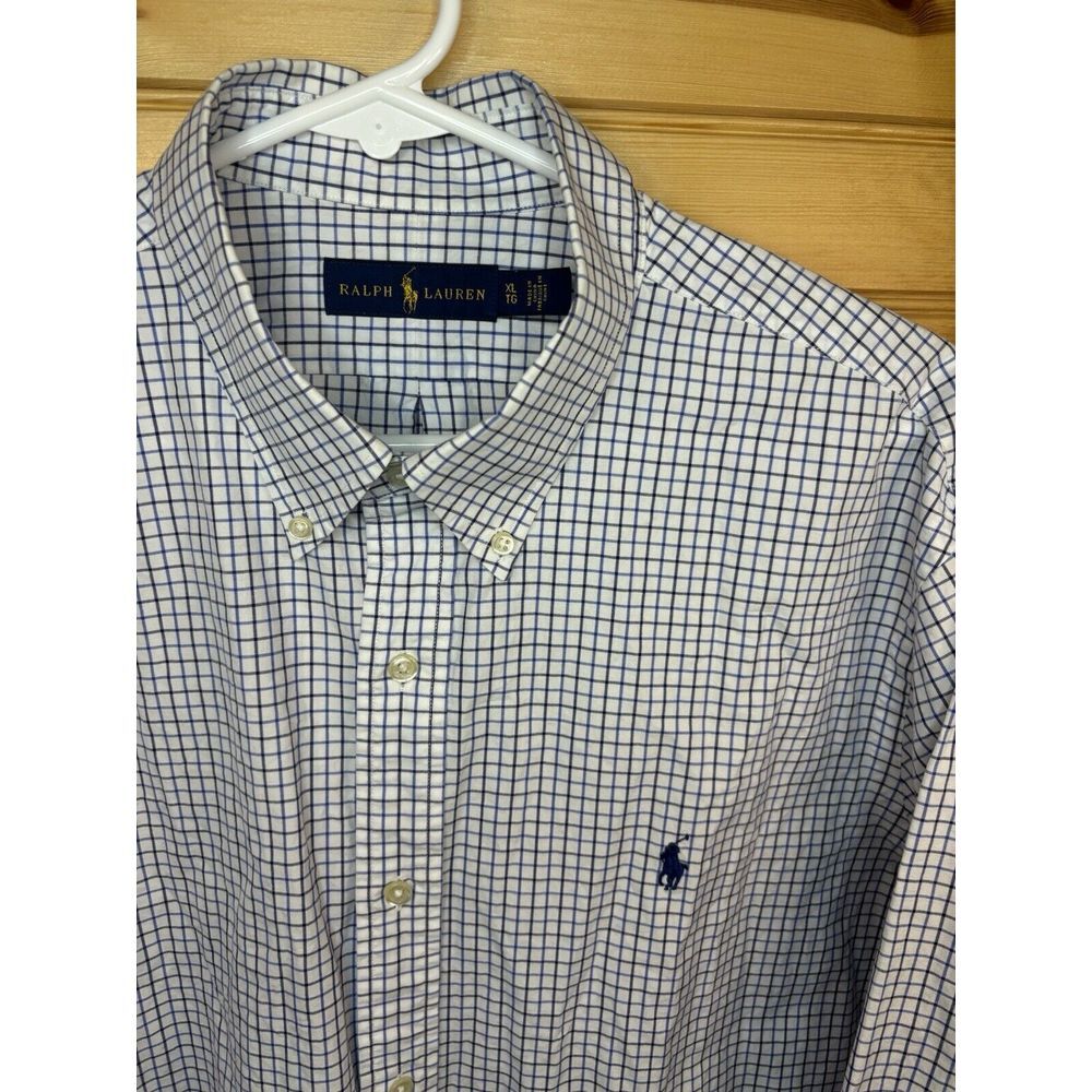 Ralph Lauren‎ Men's XL Blue & White Oxford Check Long Sleeve Button Down Shirt - Picture 5 of 8